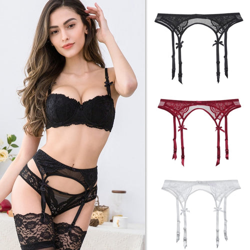 Sexy women lace Black/white/red brand garter temptation ultra-thin female silk stockings Suspender Belt Wedding garters belts